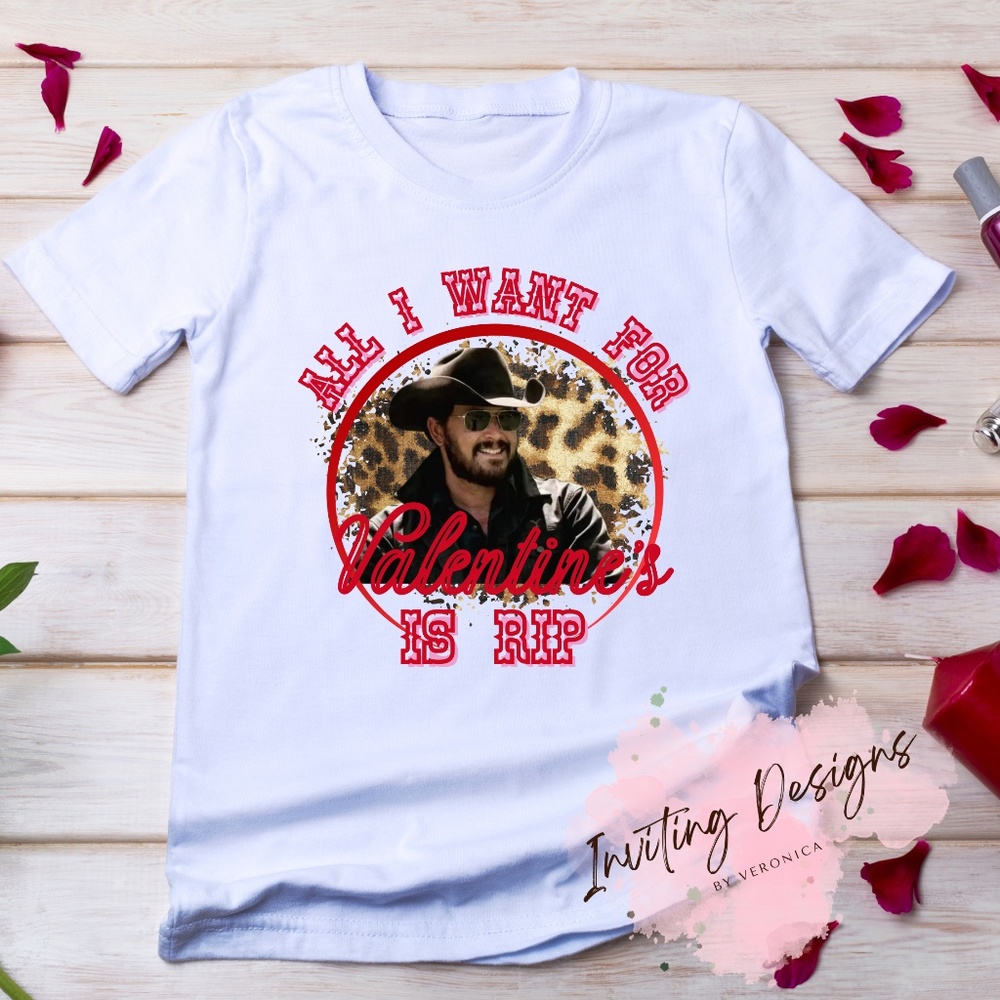 Bundle of Shirt & Earrings...All I want for Valentine's is RIP Wheeler